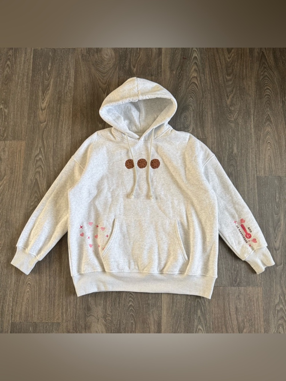 *NWOT* sunkissed coconut cotton embroidered chocolate chip cookie recipe hoodie